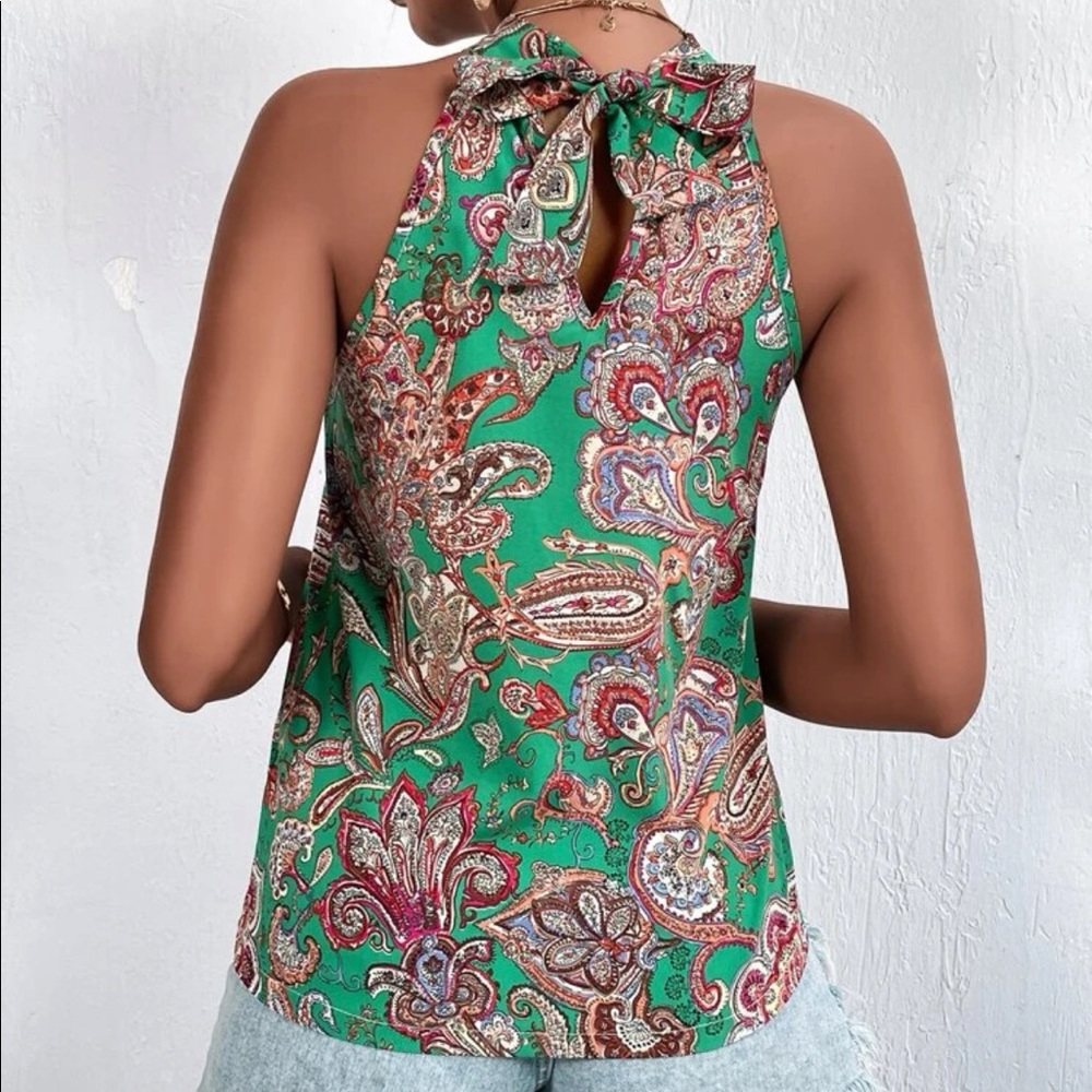 Boho floral paisley print halter top - Picture 3 of 6